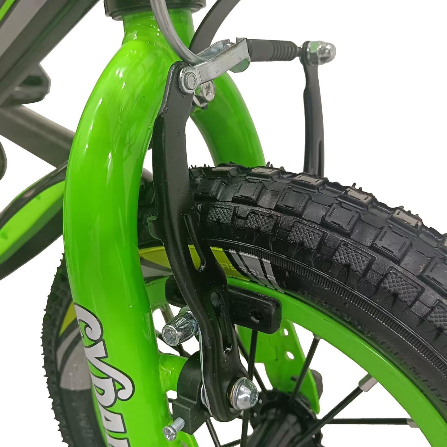 CYDAL 12 Inch Neon Green Kids Bike (Ages 5–7) – Children’s Bicycle with Stabilisers, Basket, Bell & Adjustable Seat