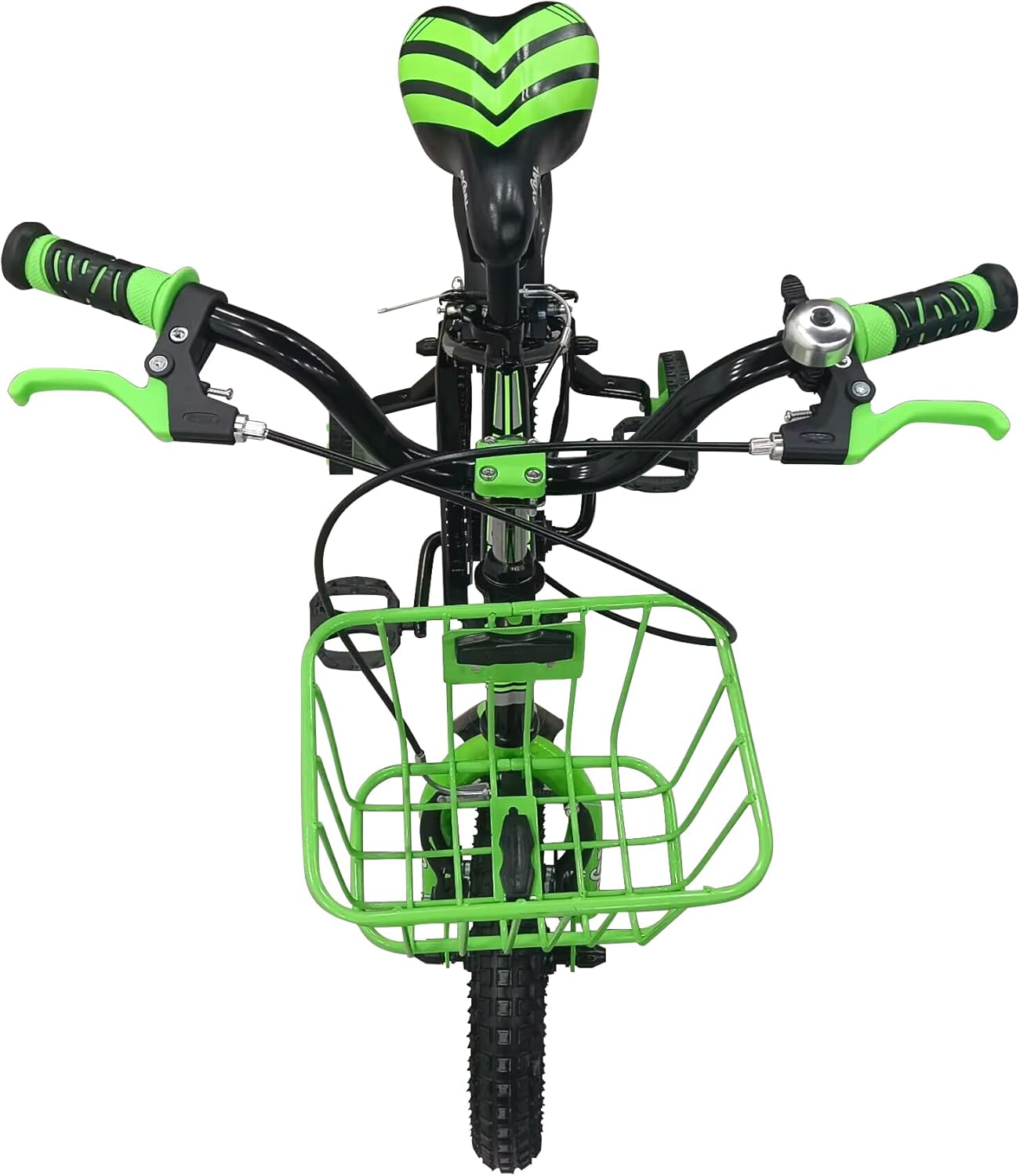 CYDAL 14 Inch Neon Green Kids Bike (Ages 6–8) – Children’s Bicycle with Stabilisers, Basket, Bell & Adjustable Seat