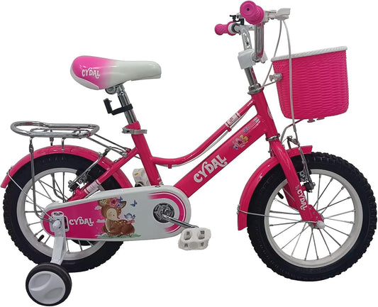 CYDAL 16 Inch Pink Kids Bike for Girls – Adjustable Children’s Bicycle with Basket & Stabilisers | Perfect Birthday Gift